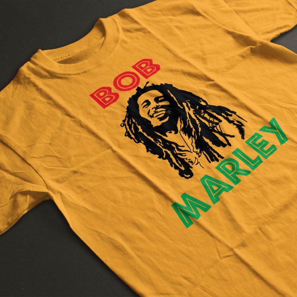 Bob Marley Rasta T-Shirt. Gold. Multiple Sizes. Same or Next Day Shipping!